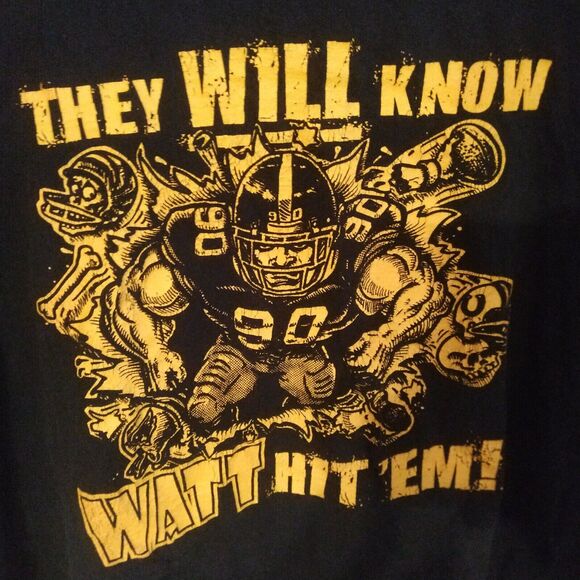 RARE VINTAGE Pittsburgh Steelers Men's Size 2XL TJ Watt T-Shirt Double Sided - Picture 3 of 7